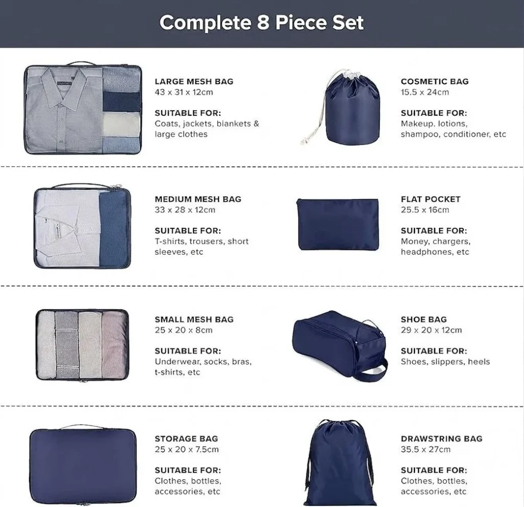 Travel Organizer Bags (8pcs set)